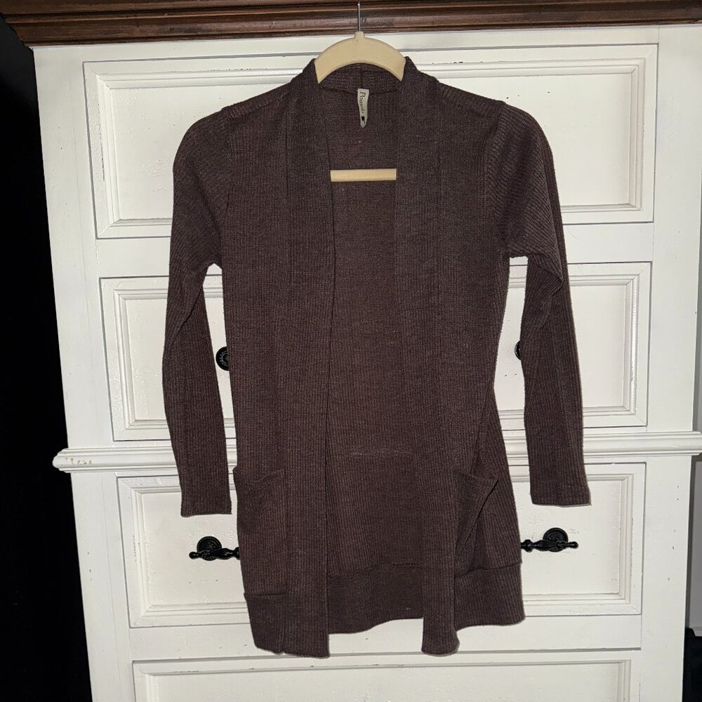 Girls Pomelo Ribbed Cardigan Size Medium Brown